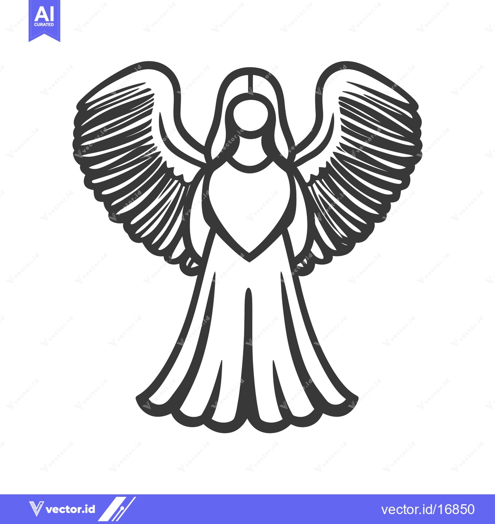 Premium Vector dari A stylized illustration depicts a winged female figure with flowing ga