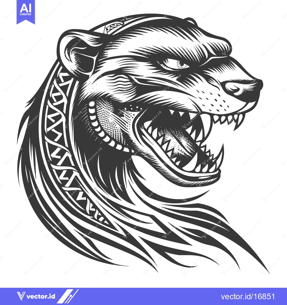 Premium Vector dari Angry Bear Head with Tribal Design