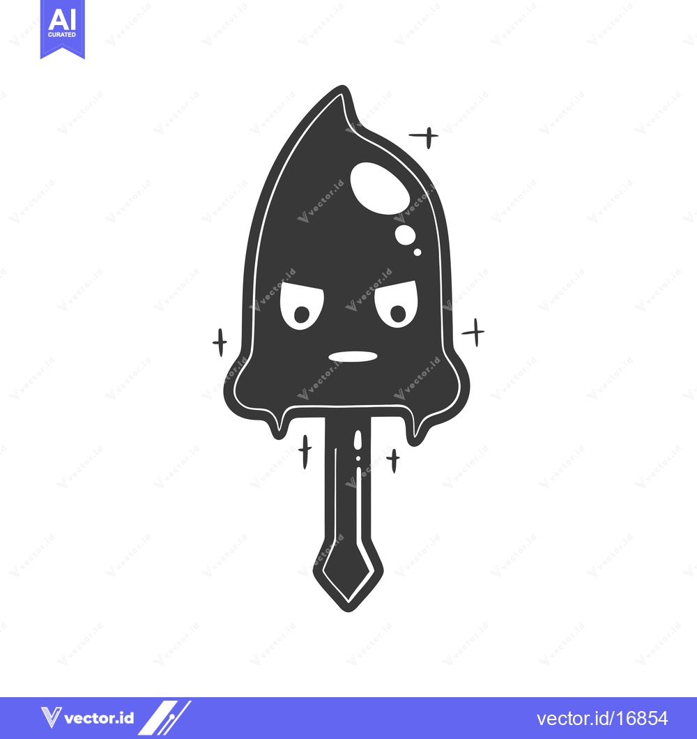 Premium Vector of Angry Black Cartoon Slime Character With a Sword