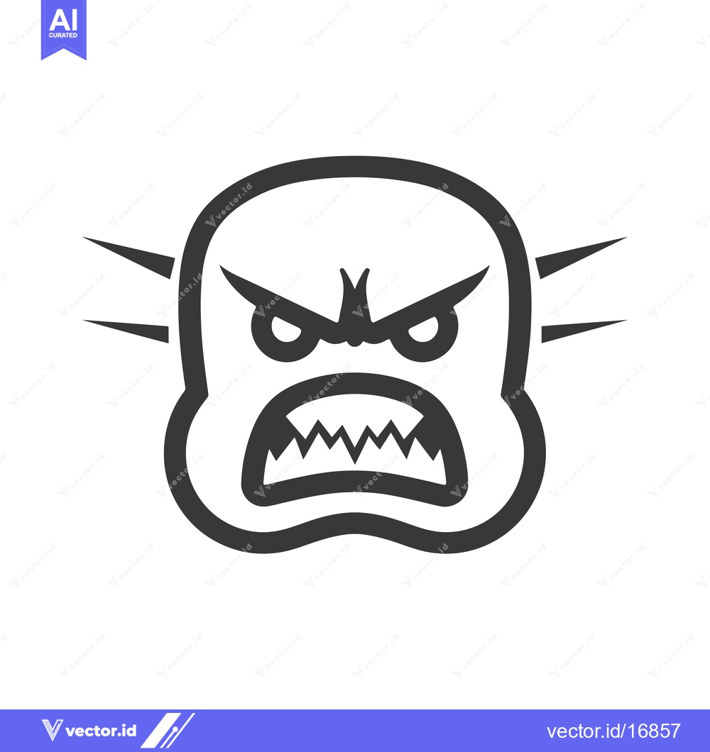 Premium Vector dari Angry Cartoon Character With Sharp Teeth And Fangs