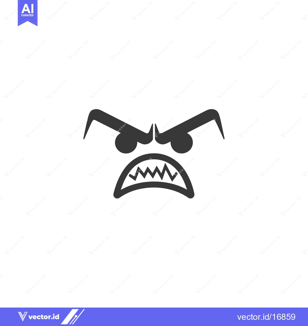 Premium Vector dari Angry cartoon face with furrowed eyebrows and bared teeth