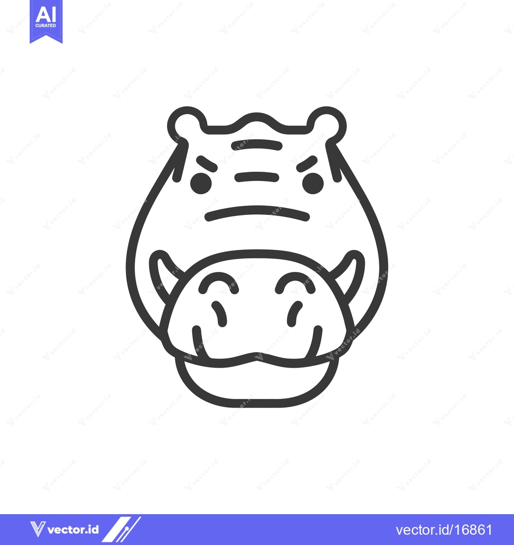 Premium Vector of Angry Cartoon Hippopotamus with Frown and Open Mouth