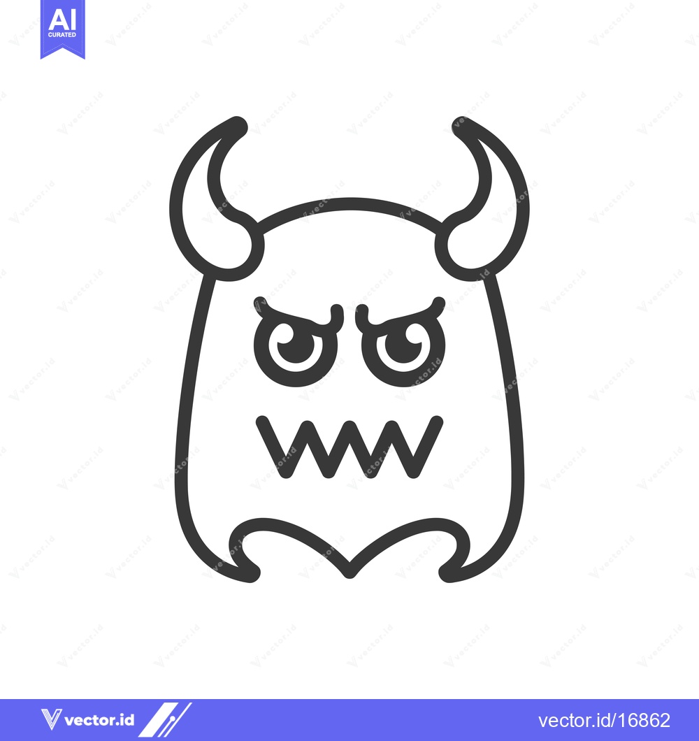 Premium Vector of Angry Cartoon Monster with Horns and Large Eyes