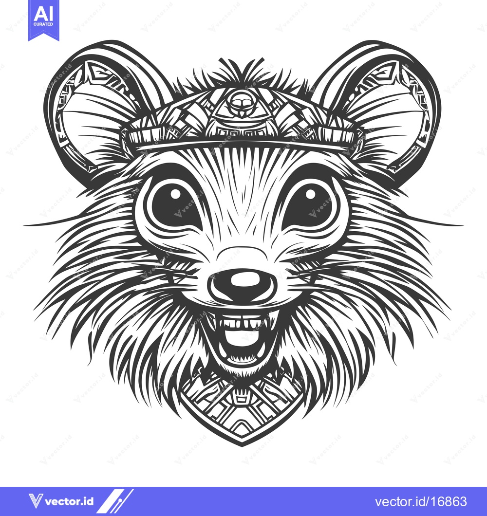 Premium Vector of Angry Cartoon Mouse with Tribal Headdress