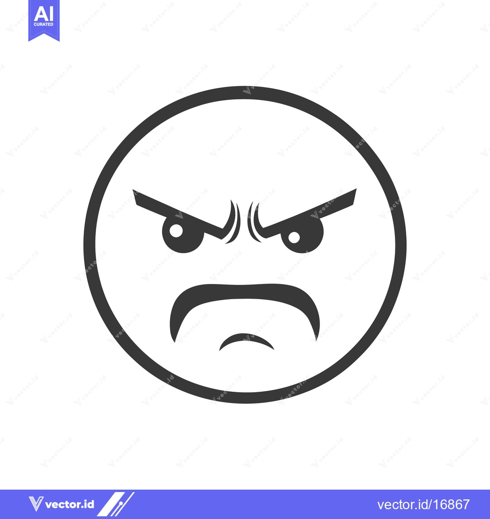 Premium Vector of A Simple Illustration Depicting a Very Angry Cartoon Face
