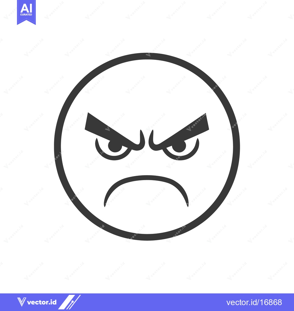 Premium Vector of The illustration depicts an angry emoji with a frowning expression and