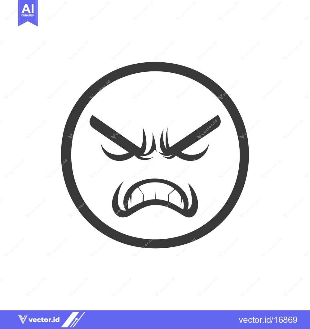 Premium Vector of A graphic black and white illustration of an angry face