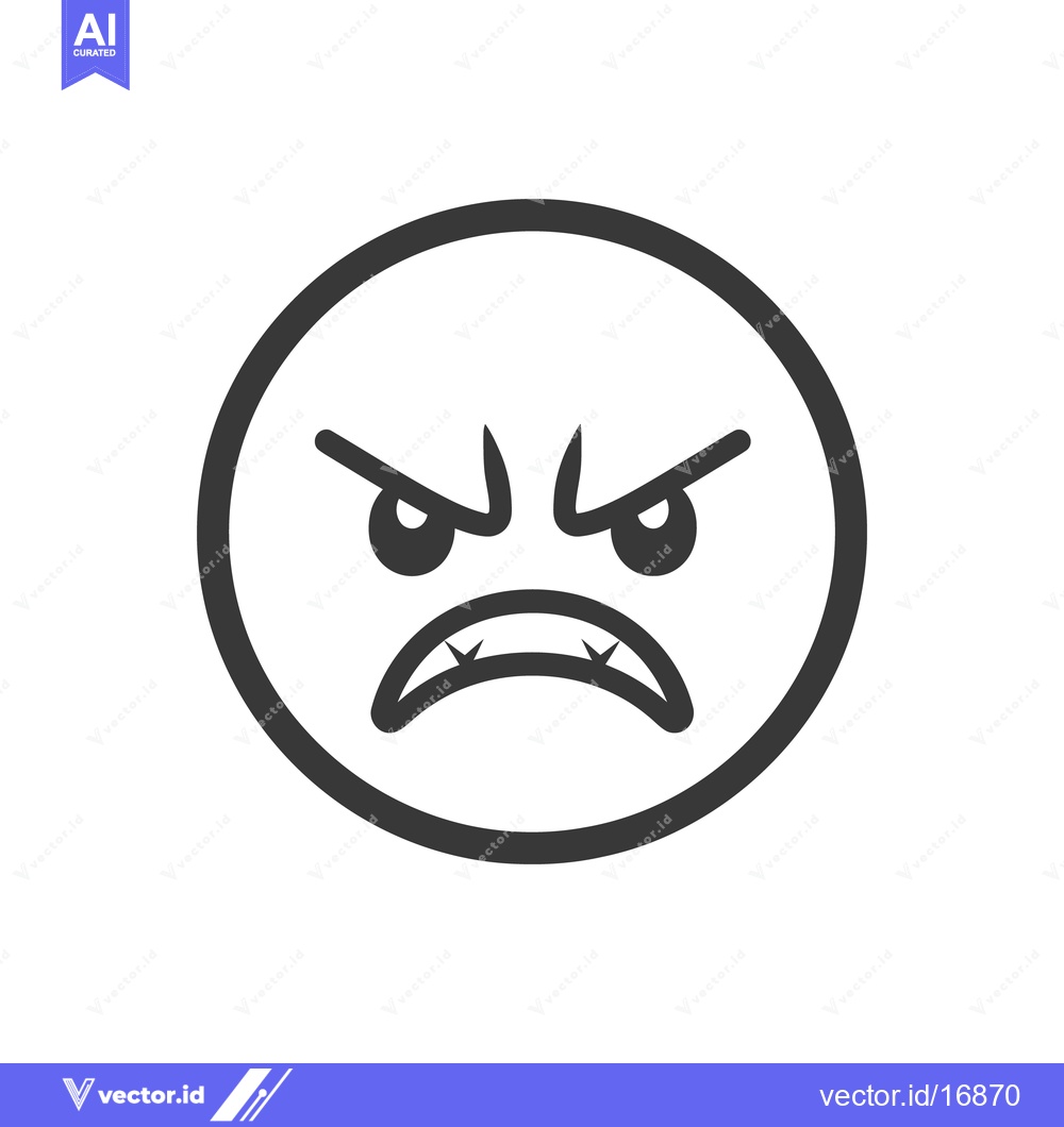 Premium Vector of A black and white drawing depicting a very angry face