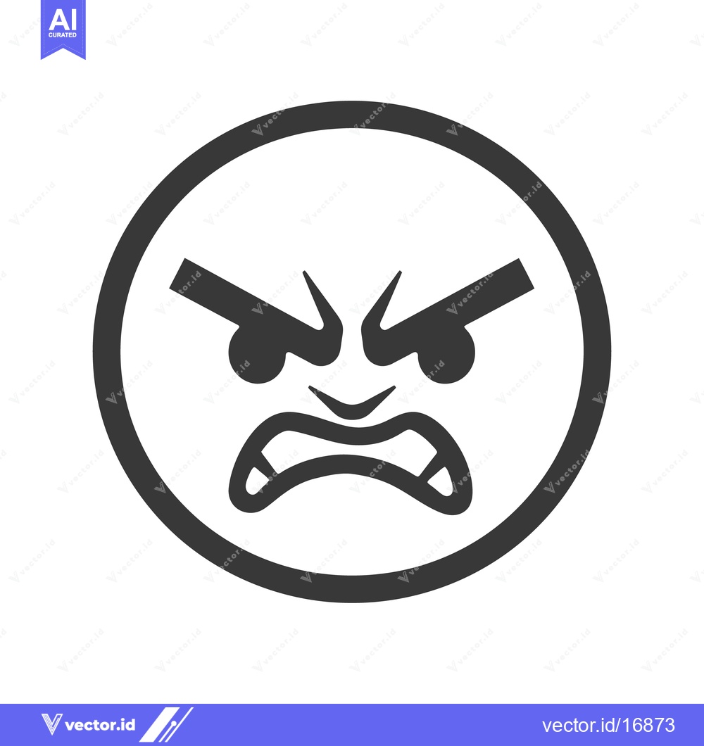 Premium Vector of A monochrome circular emoji depicting an angry facial expression