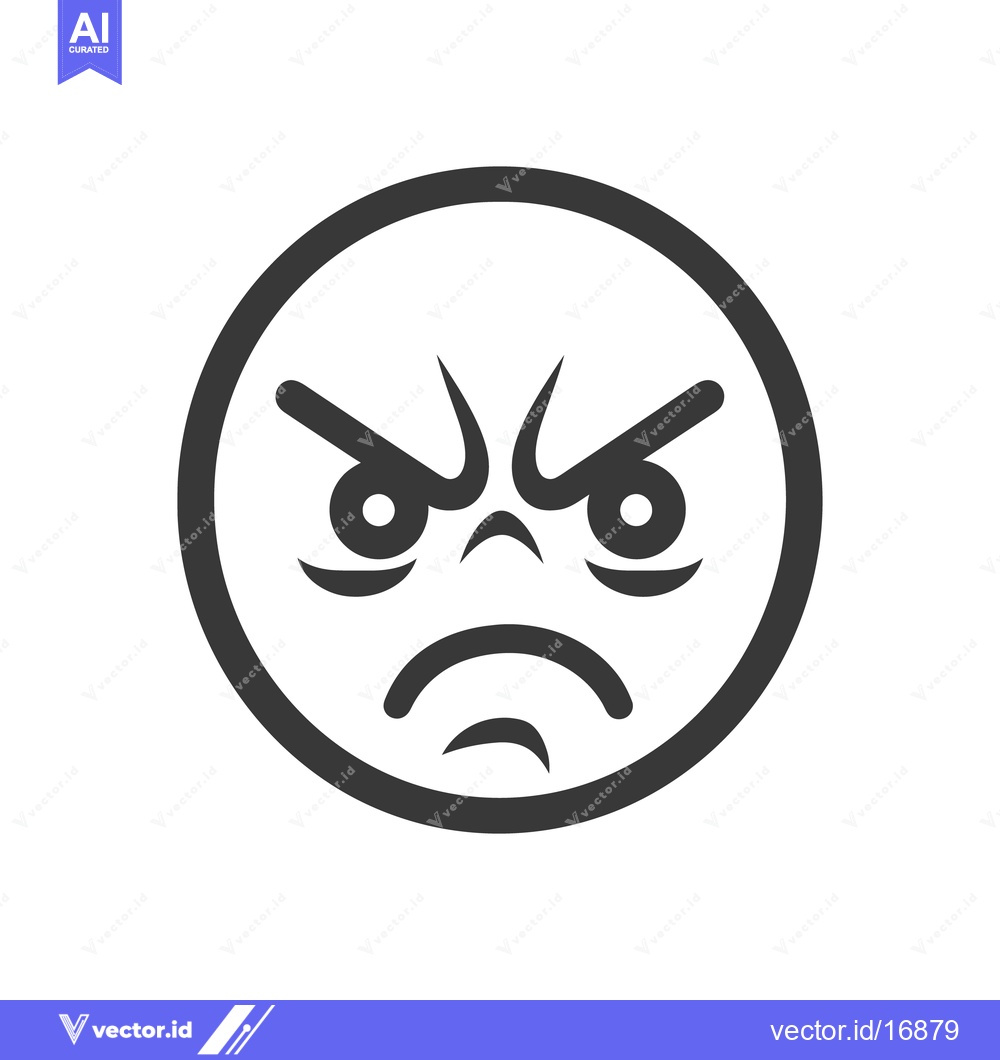 Premium Vector dari An illustration showing an angry face with furrowed eyebrows and frown