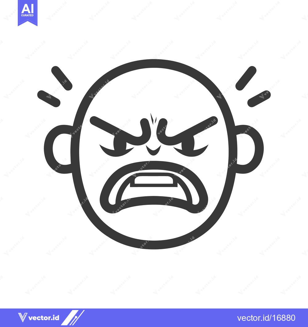 Premium Vector of An illustration depicts an angry face expression with glaring eyes and