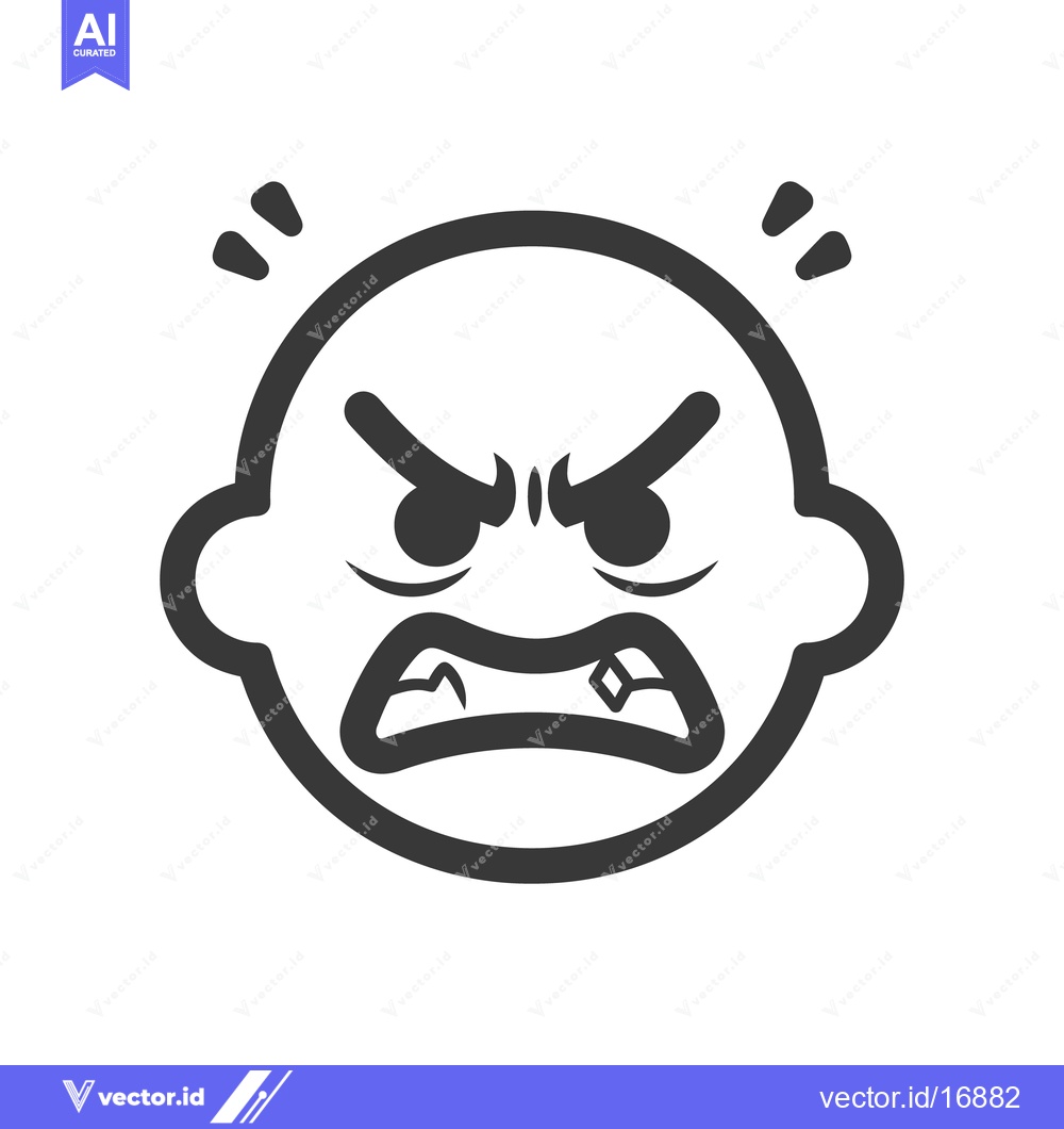 Premium Vector dari An illustration depicting an angry face with intense furrowed brows