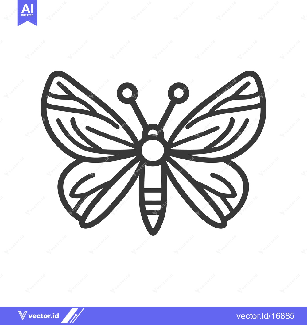 Premium Vector of A simple black line drawing of a butterfly with symmetrical wings