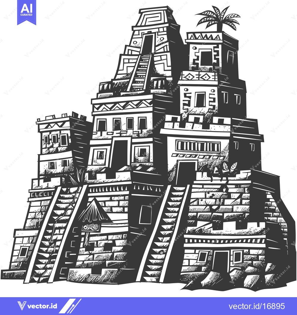 Premium Vector of An Illustration of a Detailed Mayan Temple