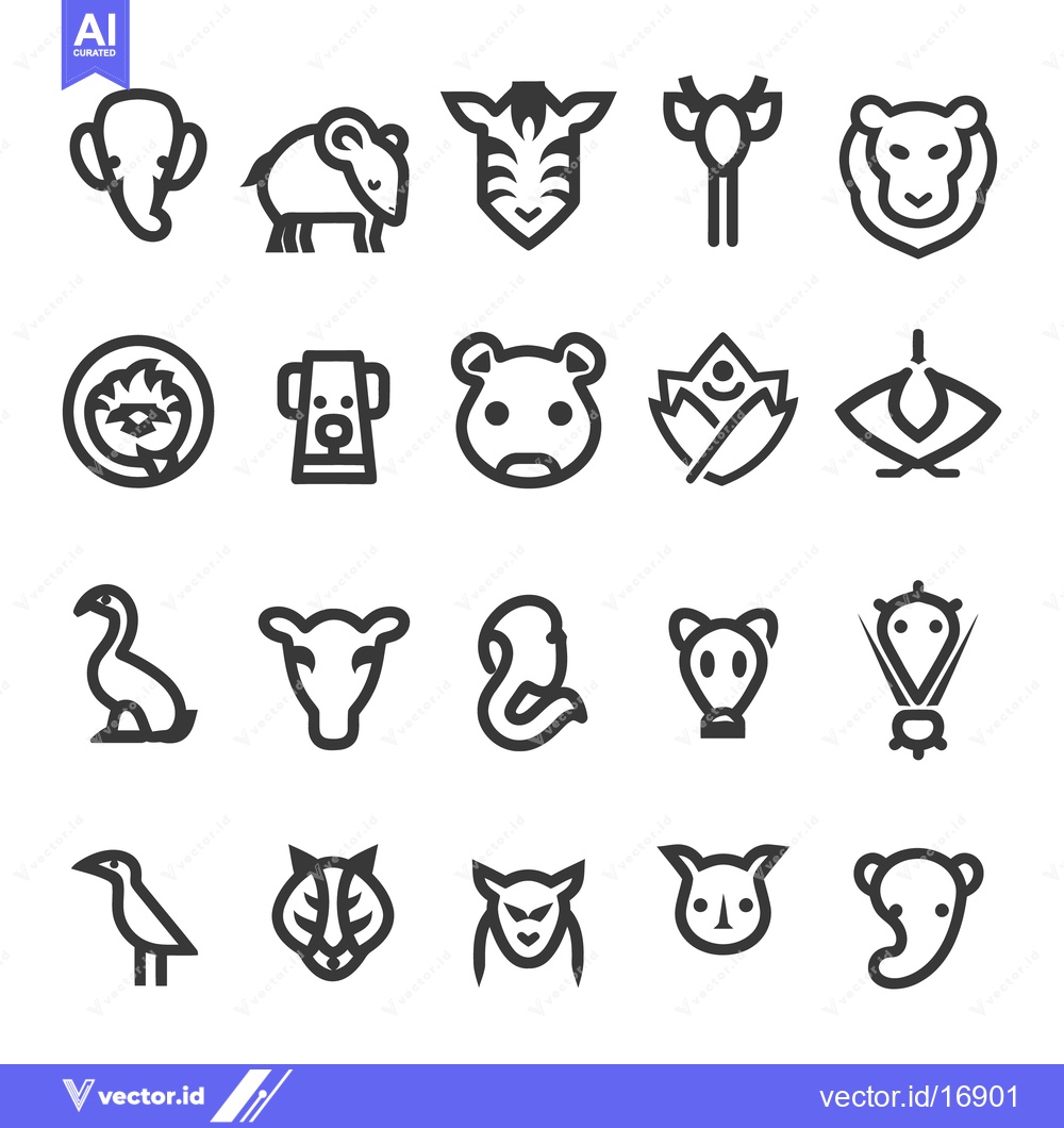 Premium Vector dari A collection of various minimalist linear animal illustrations