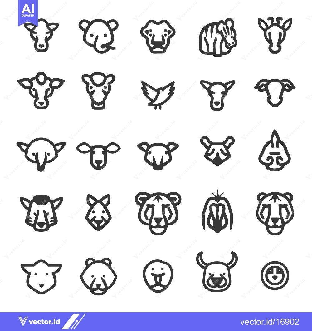 Premium Vector dari Collection of minimalistic animal icons depicting diverse wildlife spe