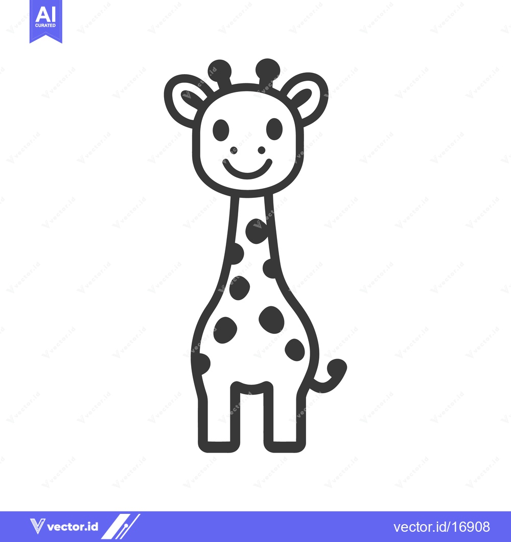Premium Vector dari A smiling tall cartoon giraffe with spotted neck and body
