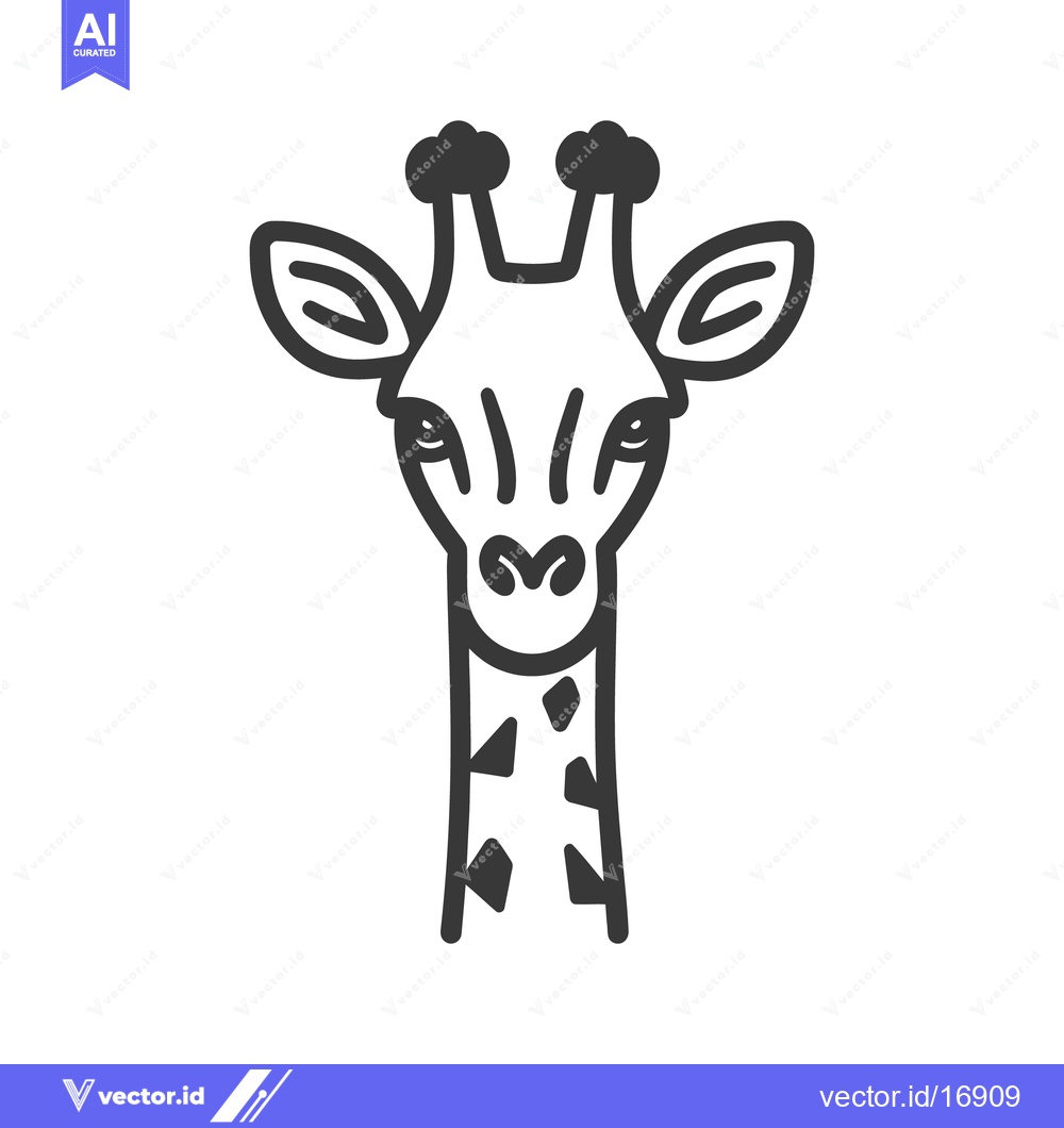 Premium Vector of A simple black and white illustration of a giraffe head