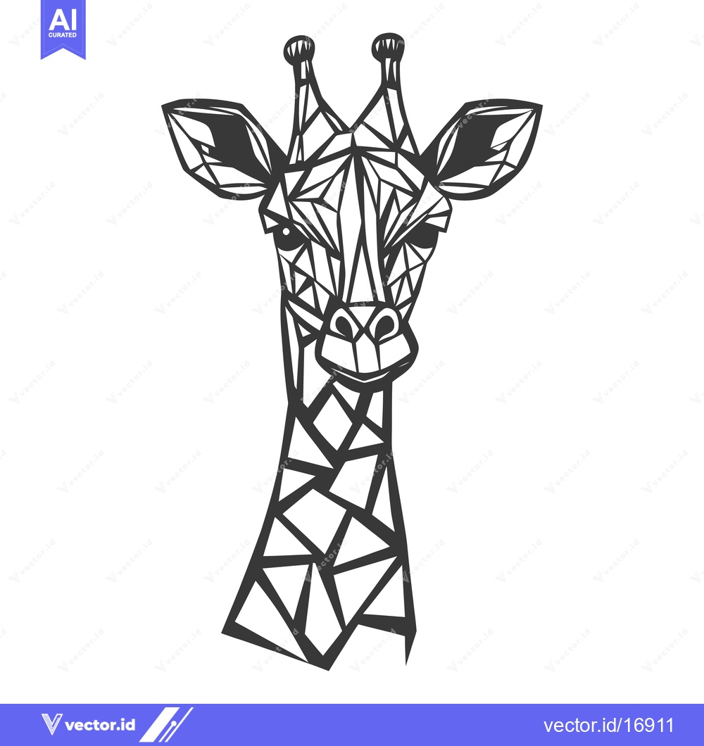 Premium Vector dari Geometric illustration of a giraffe head with patterned triangular sha
