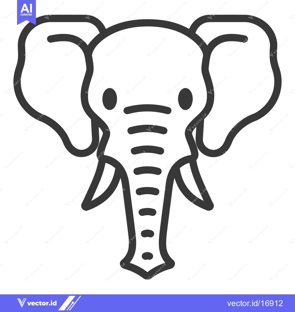 Premium Vector of A Simple Illustrated Line Drawing Of An Elephant Head