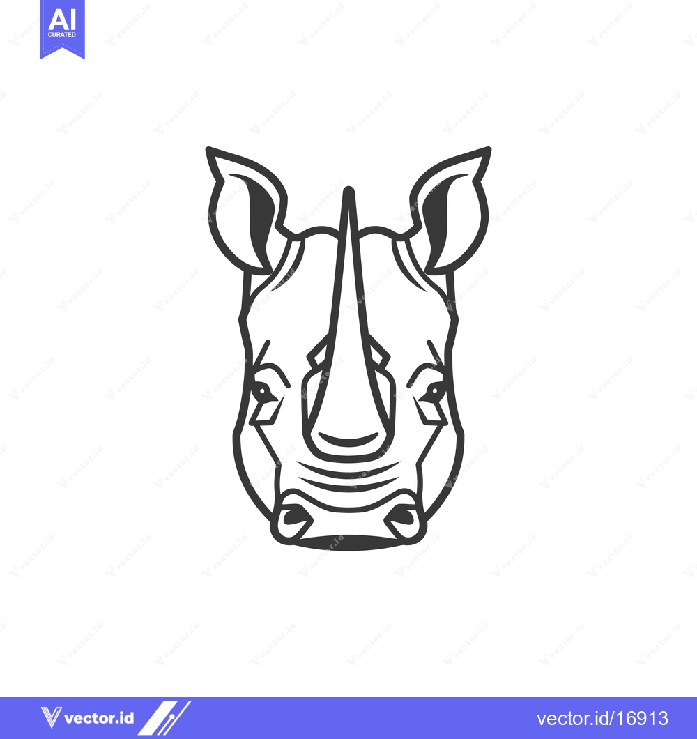 Premium Vector dari A simple black and white drawing of a rhinoceros head