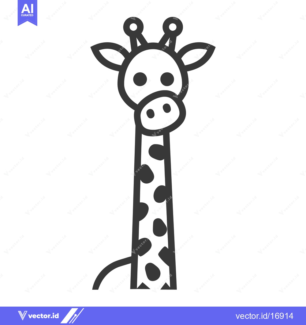 Premium Vector dari A simple black and white cartoon depiction of a giraffe