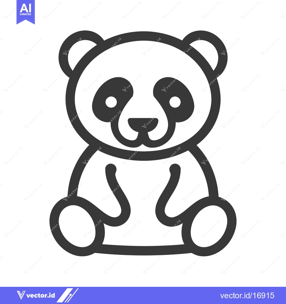 Premium Vector dari A simple black and white illustration of a sitting panda