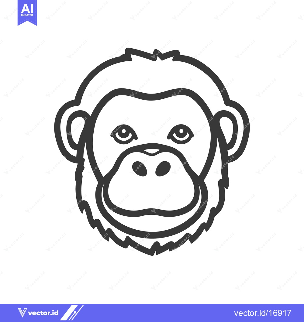 Premium Vector of A simple linear illustration of a chimpanzee face in profile