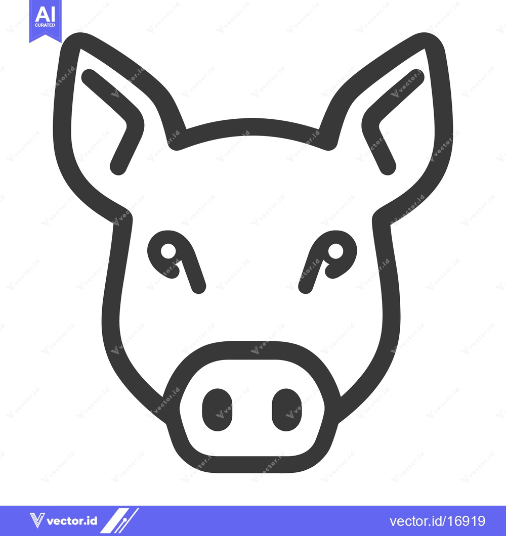 Premium Vector dari A simple outlined illustration of a pig face looking forward