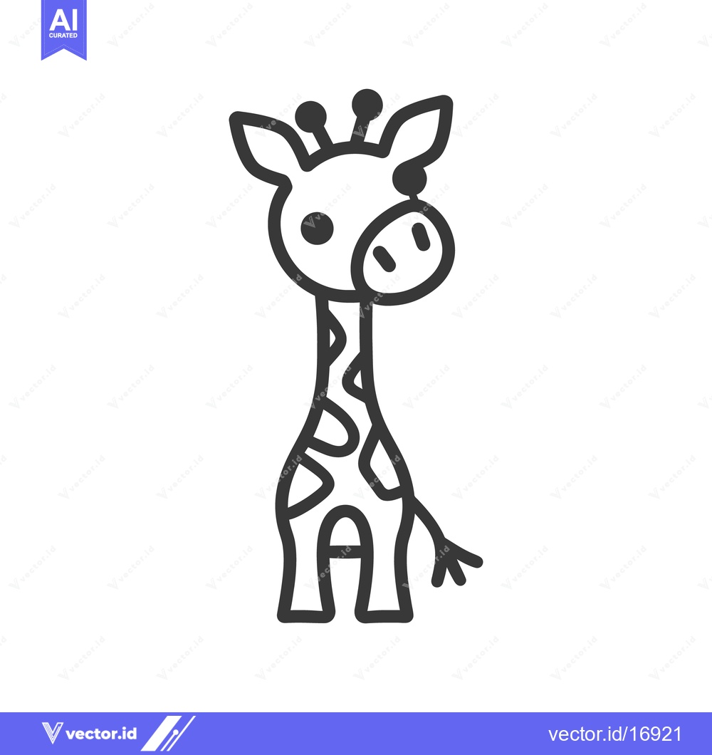 Premium Vector of Adorable illustration of a friendly giraffe with a long spotted neck