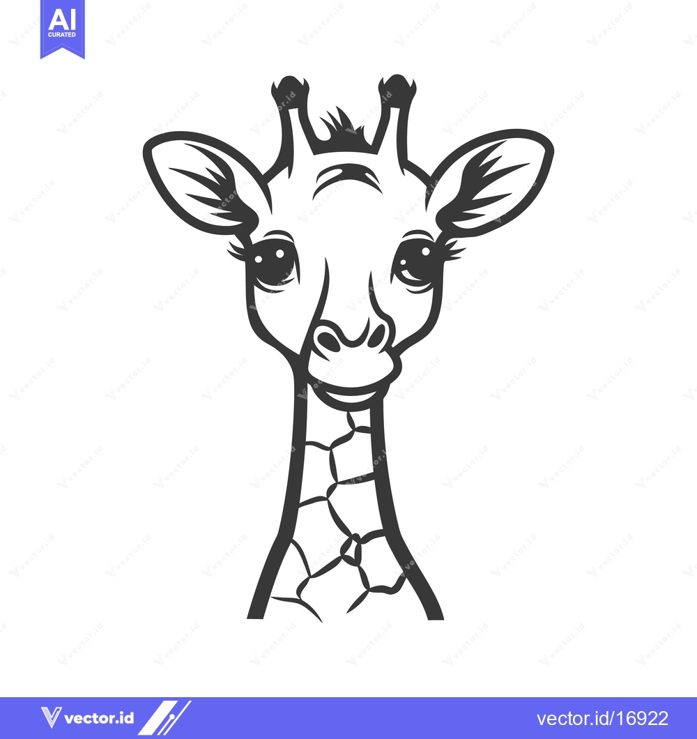 Premium Vector of A Friendly Looking Cartoon Giraffe Displaying A Pleasant Expression