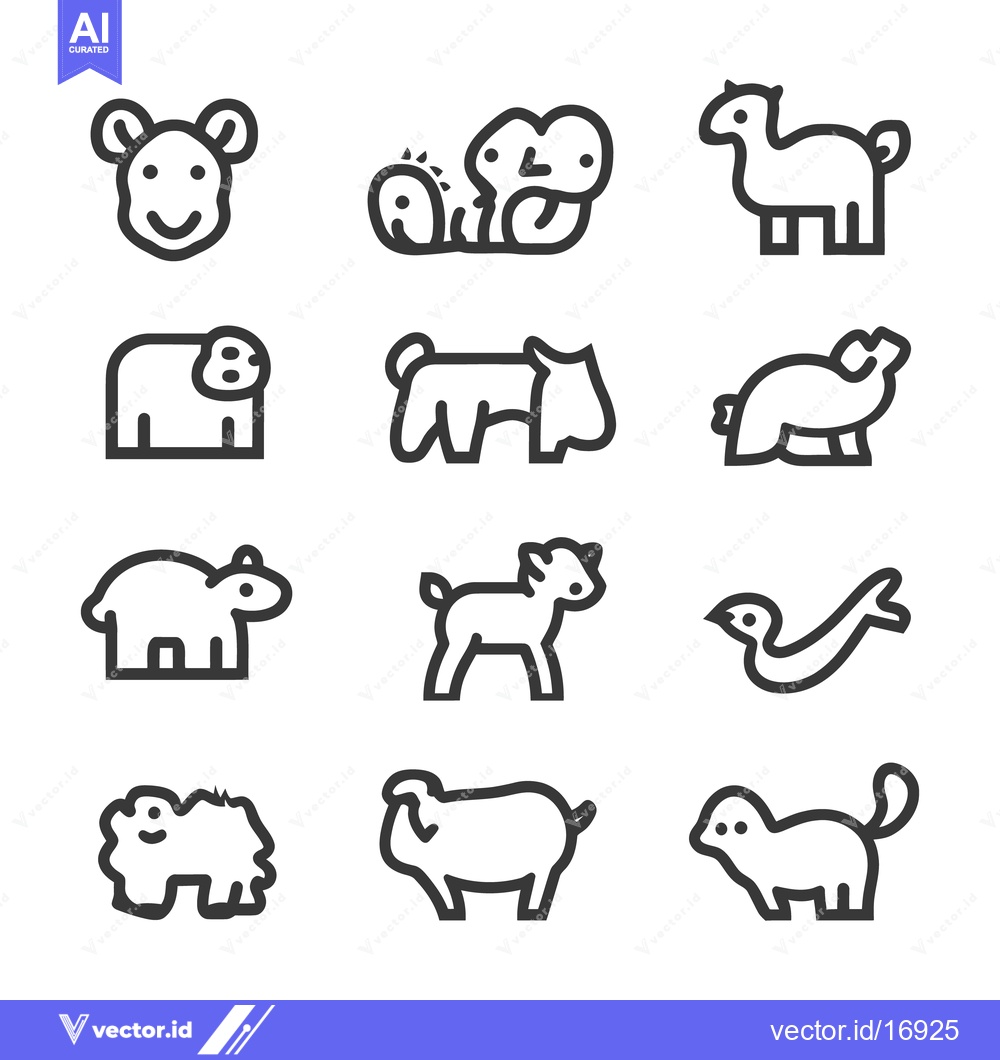 Premium Vector of Simple black animal icons arranged in three rows of pictures