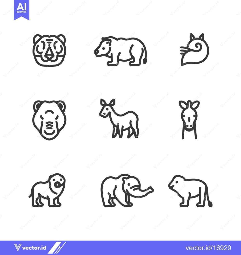 Premium Vector dari A collection of minimalistic line art animal illustrations presented i