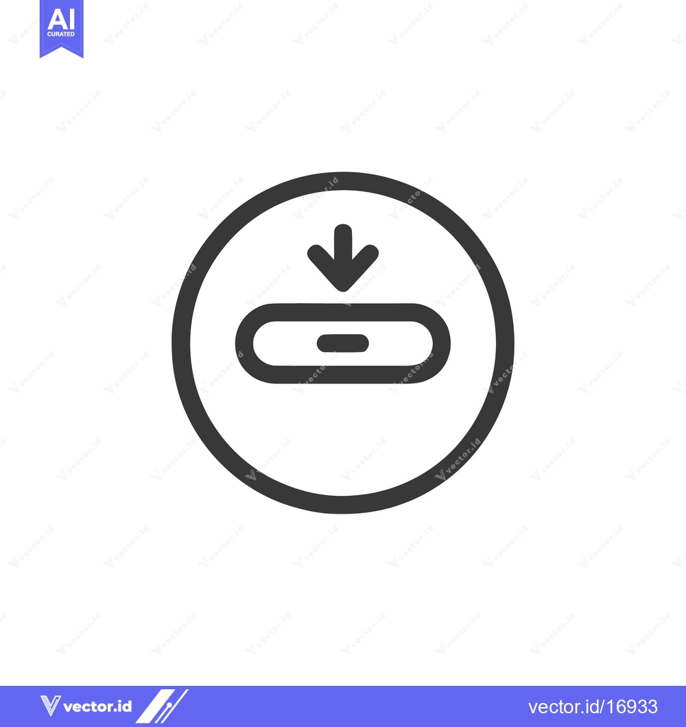 Premium Vector dari Minimalist Download Icon: Arrow Pointing Down into Rounded Rectangle i