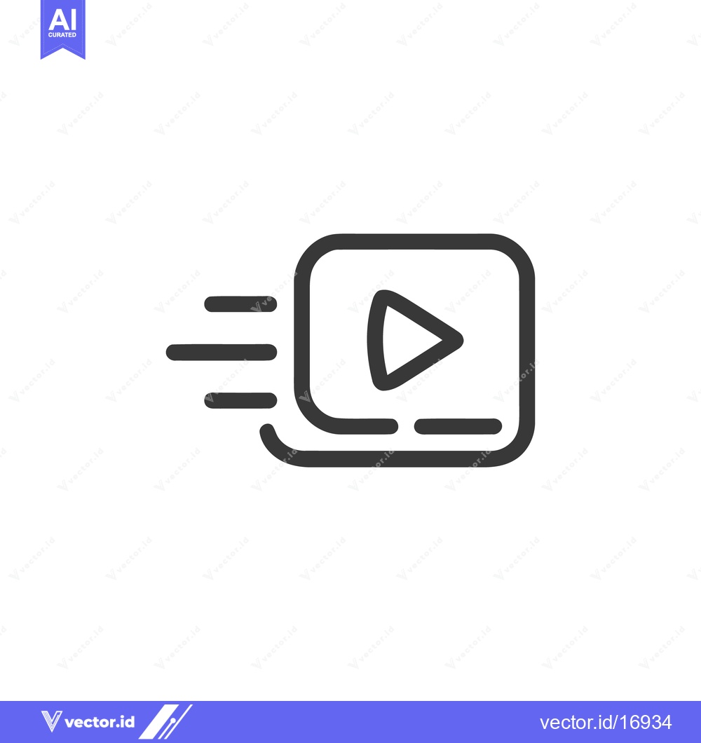 Premium Vector dari Dynamic Streaming Icon: Fast Playback with Motion Trails on White