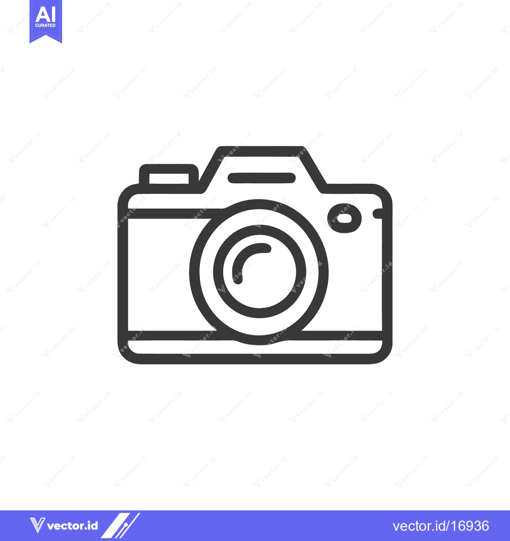 Premium Vector of Minimalist Camera Icon: Sleek Line Art on White Background