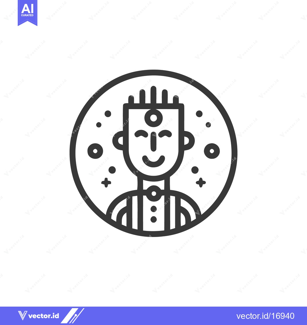 Premium Vector dari Minimalist Robot Avatar Icon with Third Eye and Geometric Details