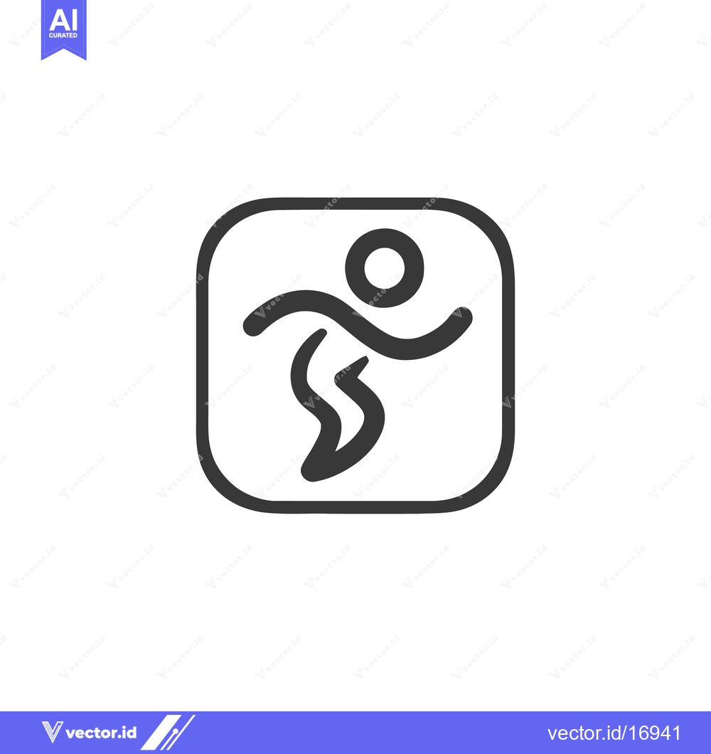 Premium Vector dari Dynamic Runner Icon in Rounded Square Frame, Minimalist Design