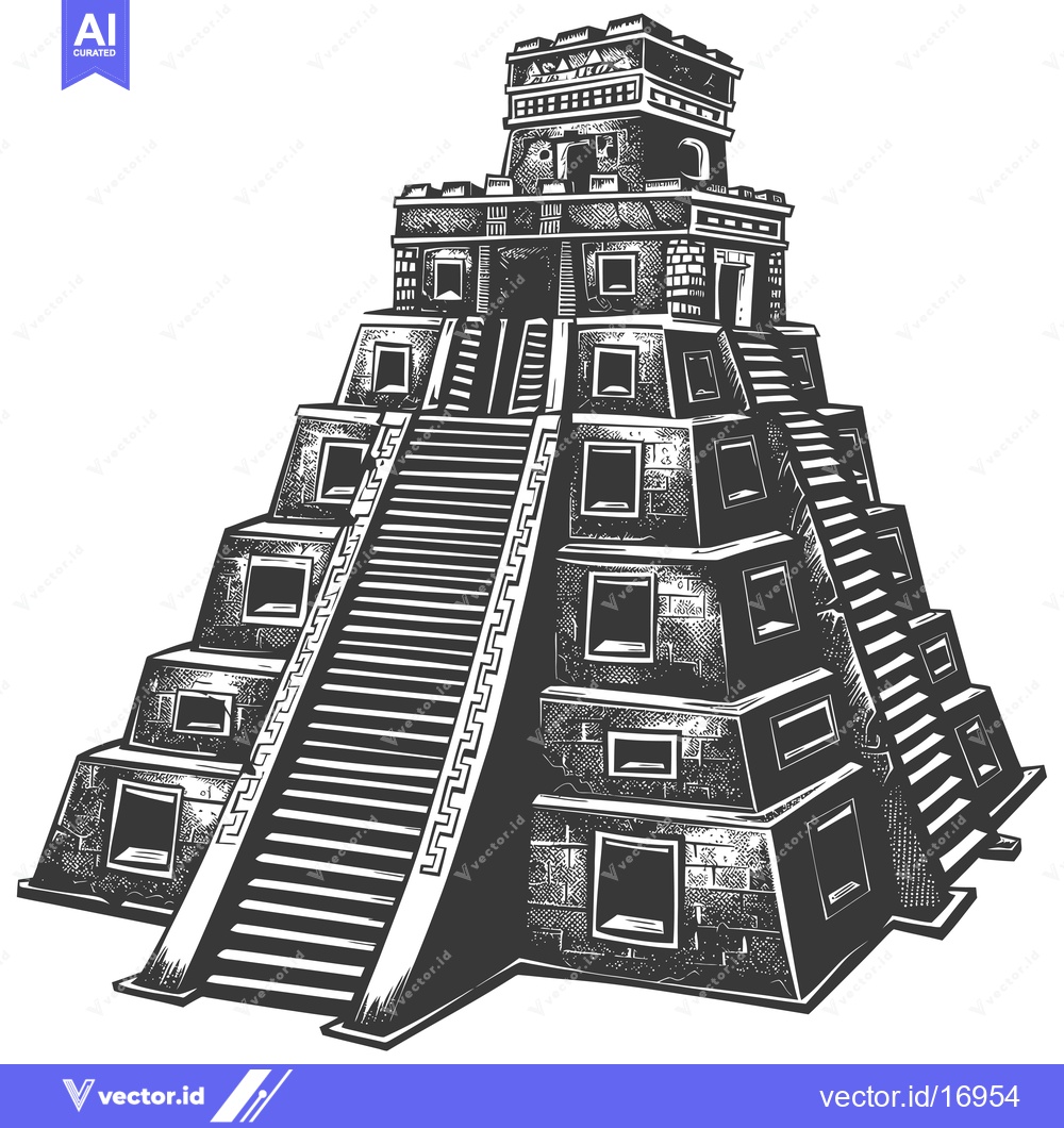 Premium Vector dari An intricately detailed black and white illustration of an ancient May