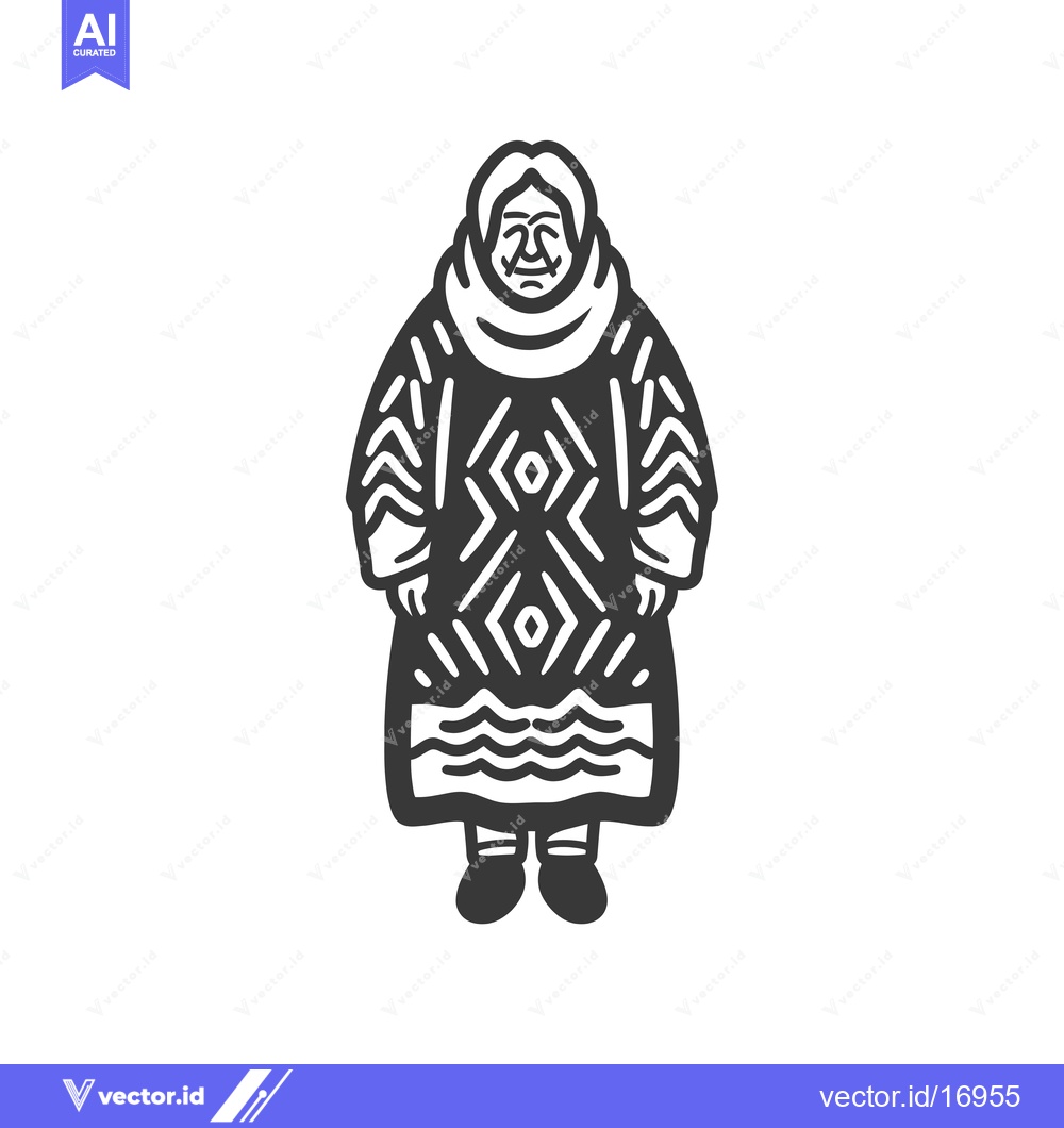 Premium Vector of An Inuit woman wearing a traditional parka with geometric patterns