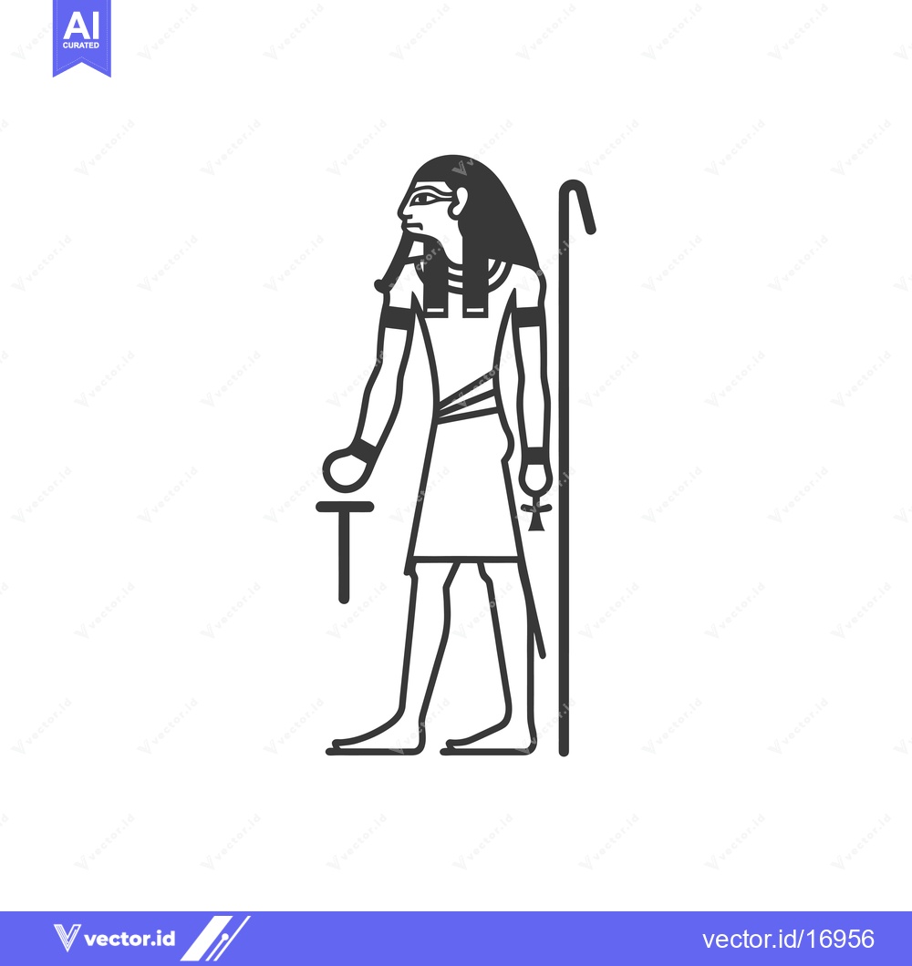 Premium Vector dari Ankh and Was Scepter Holding Egyptian Pharaoh Illustration