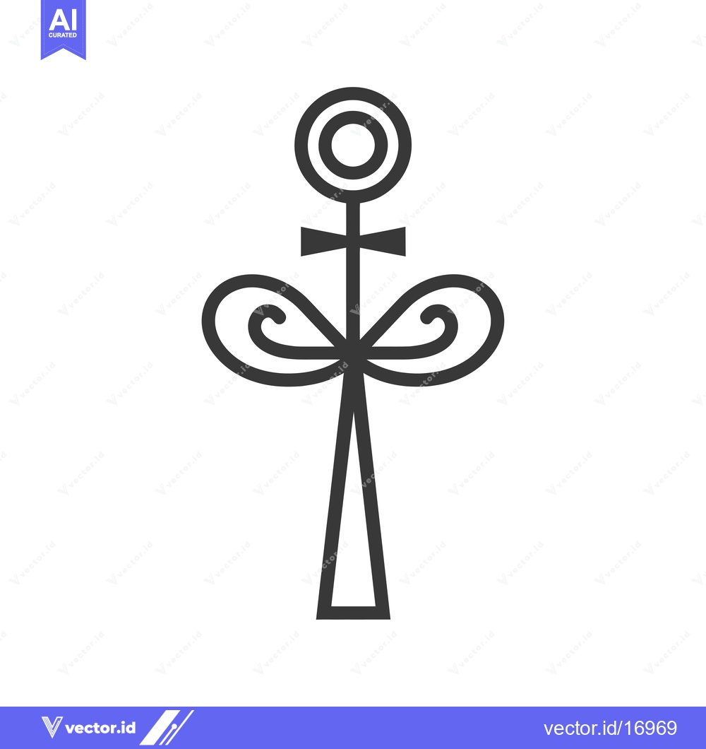 Premium Vector of Ankh Symbol with Abstract Flower-like Elements