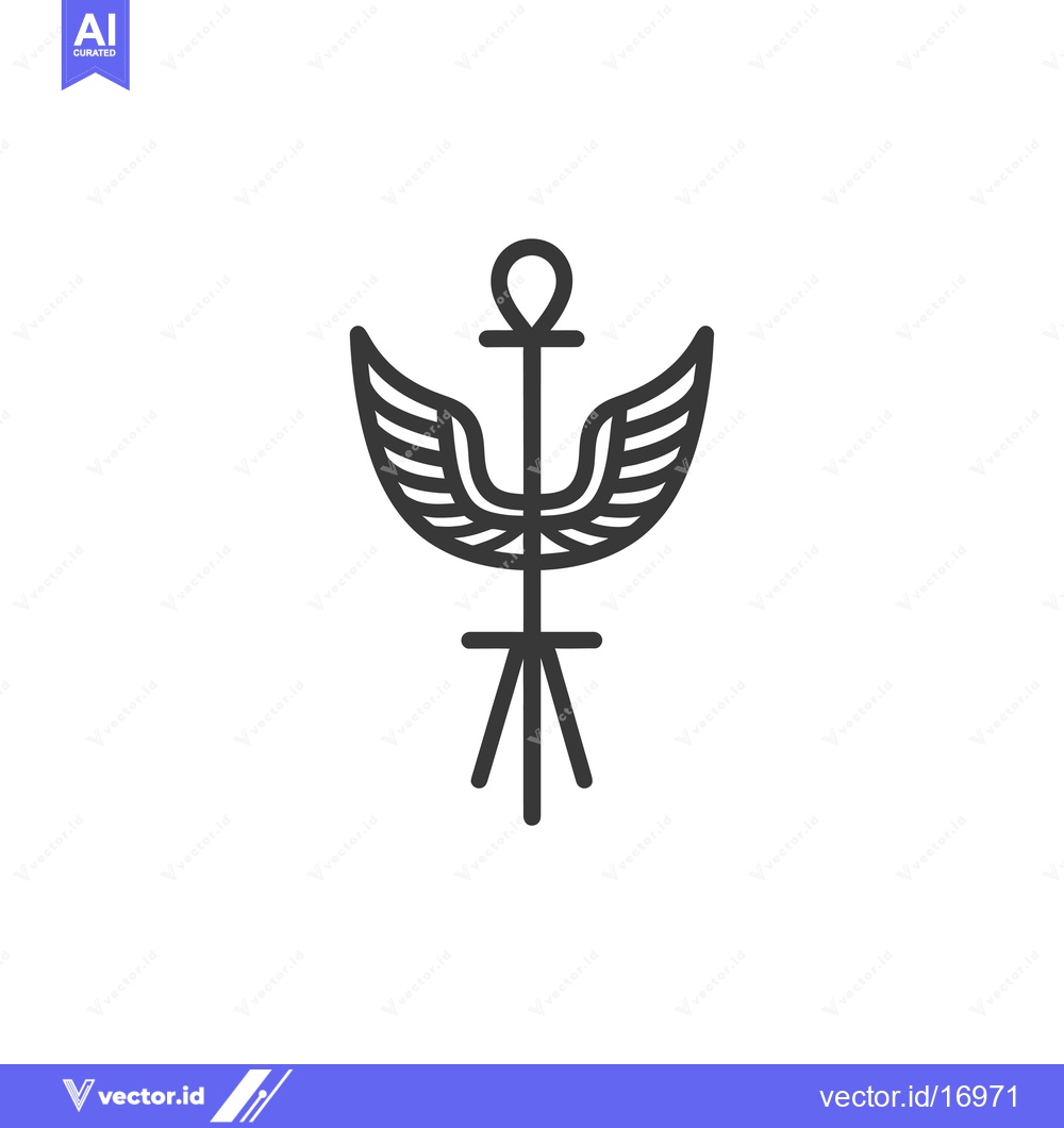 Premium Vector dari Ankh Symbol with Wings and Tripod Base