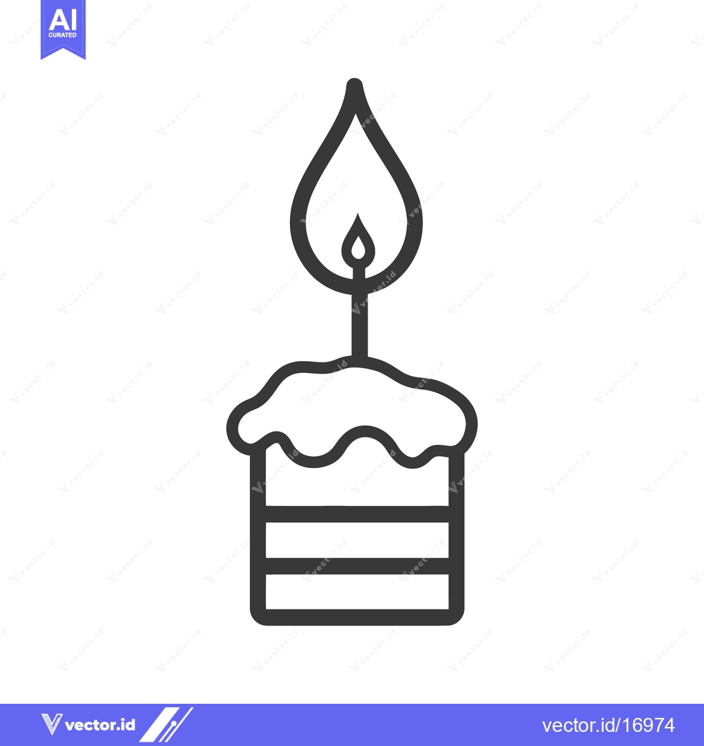 Premium Vector dari A lit candle sits atop a small three layered cake illustration