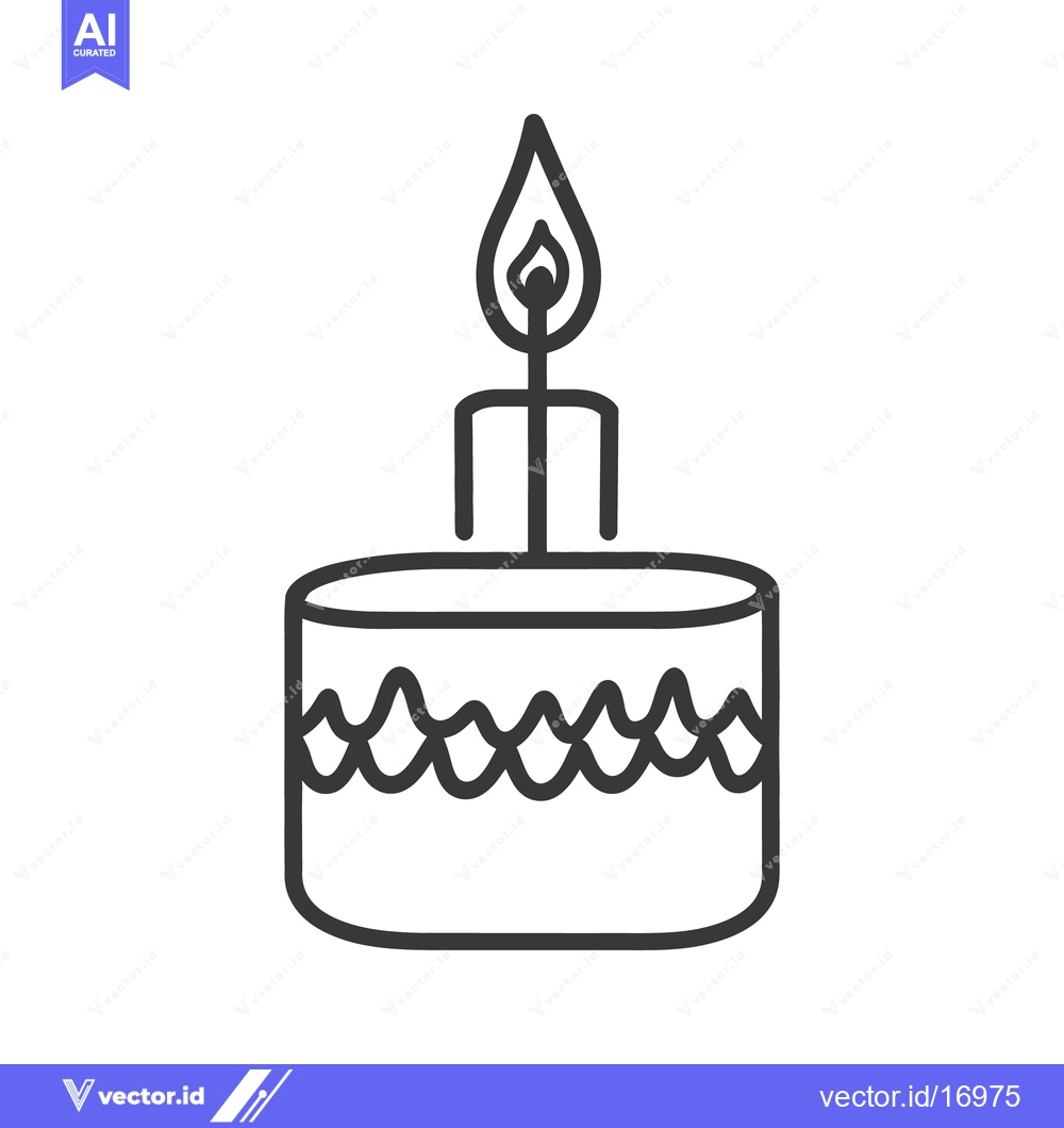 Premium Vector dari A simple line drawing of a birthday cake with one candle
