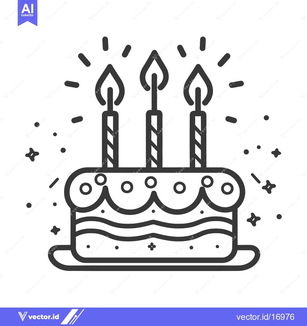 Premium Vector dari A festive illustration of a layered cake with lit candles