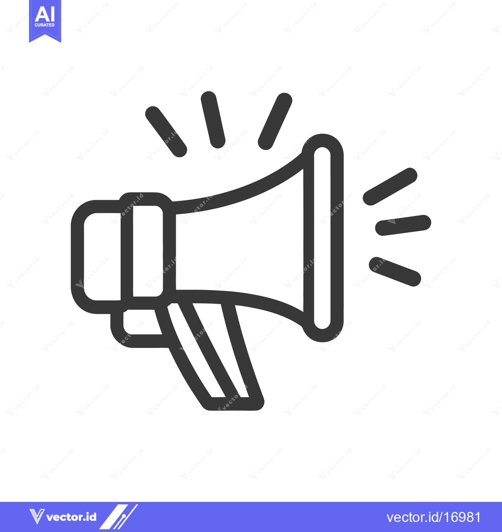 Premium Vector dari An illustrated simple black and white megaphone icon with sound radiat
