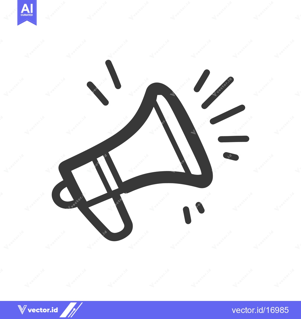 Premium Vector of Hand drawn megaphone illustration with radiating lines on white backgr