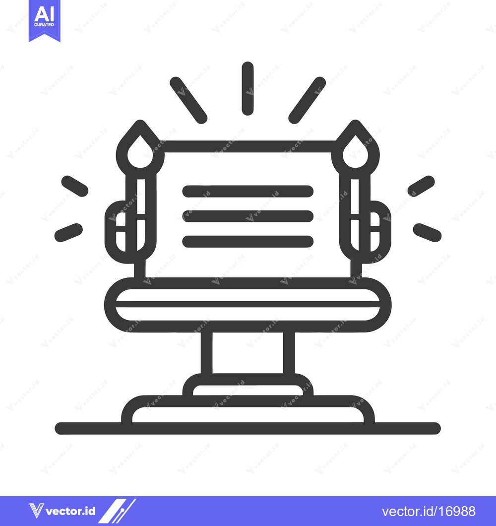 Premium Vector of An Illustrated Scroll Lit by Candles on a Symbolic Pedestal