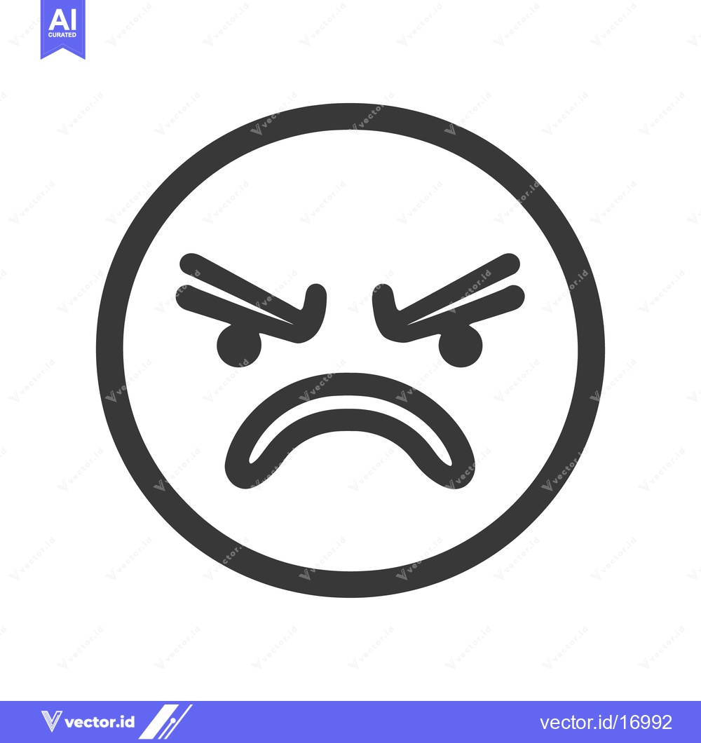 Premium Vector dari An illustrated angry face with a sad looking mouth and eyebrows